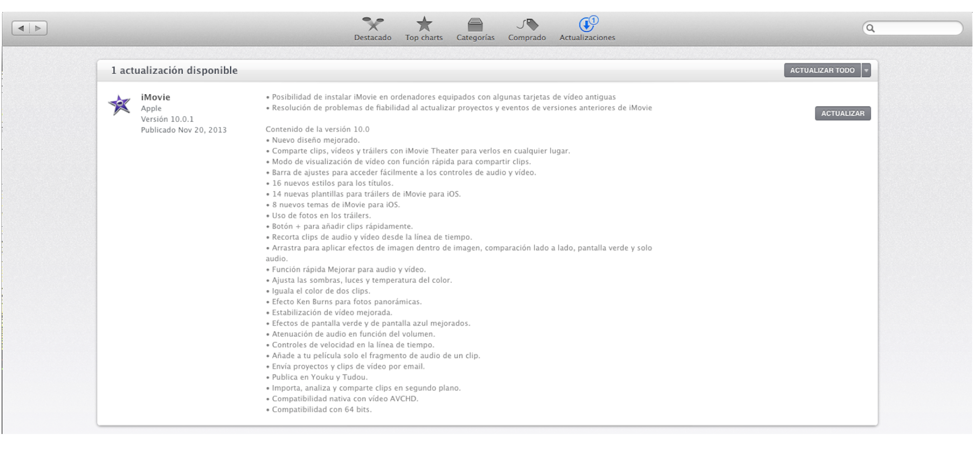 Más actualizaciones: iMovie y iWork