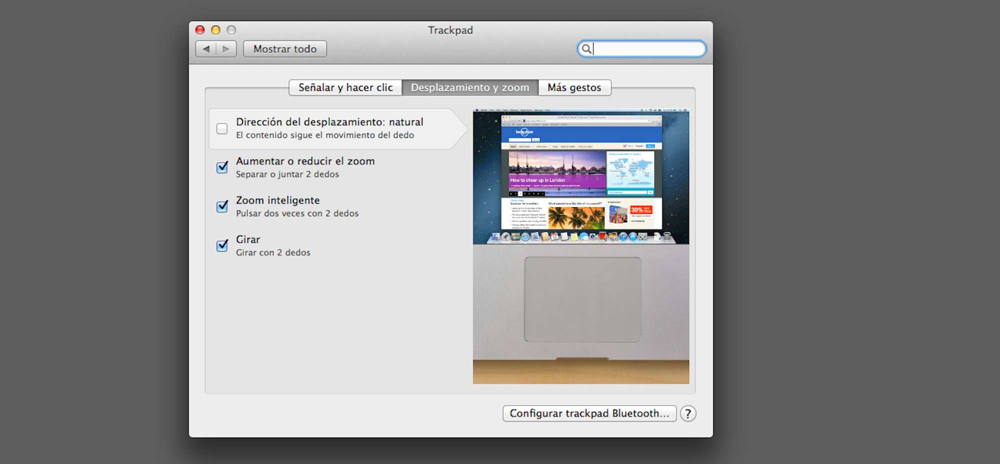 Cómo restaurar la dirección de desplazamiento natural usando Mavericks