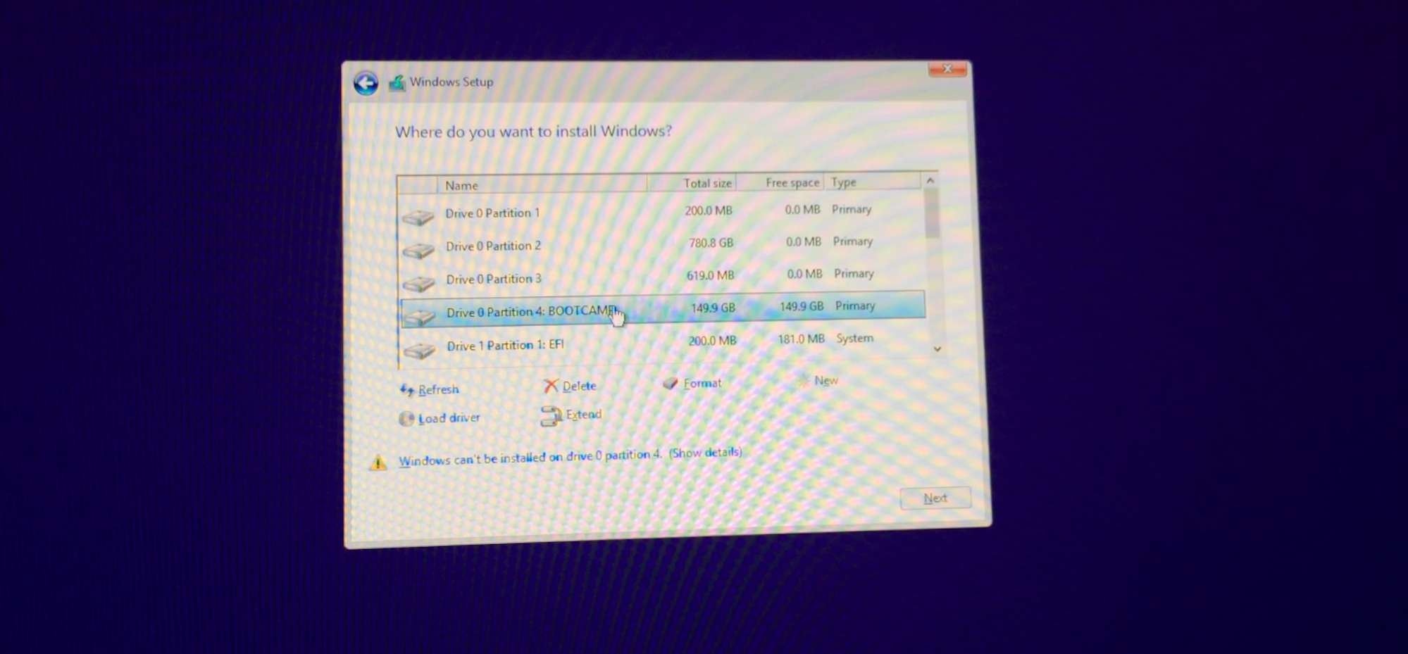 Error al instalar Windows 8 en un Mac con Bootcamp
