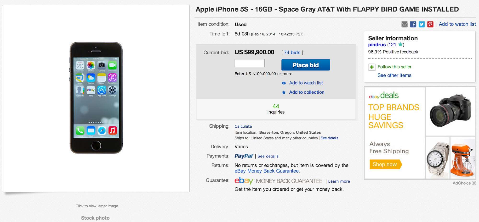 Se subasta un iPhone en eBay con Flappy Bird instalado por 100.000 dólares ¿Real? [ACTUALIZADO]