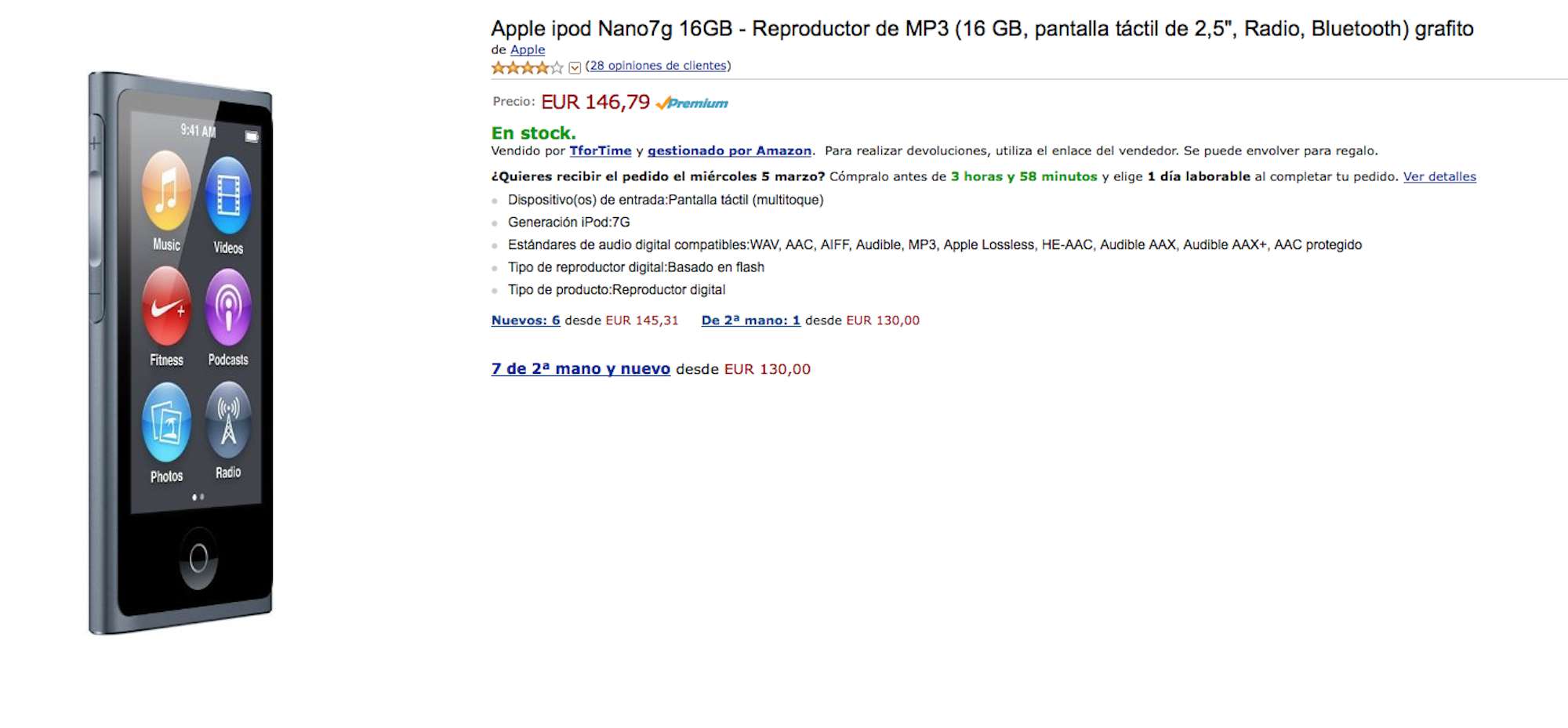13% de descuento en iPod Nano en Amazon
