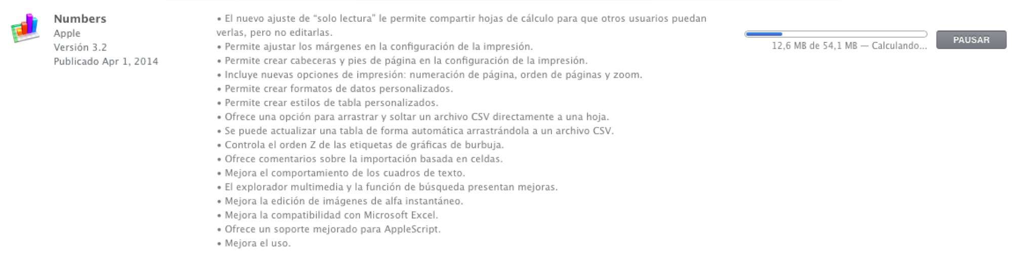 Numbers se actualiza a la versión 3.2 con mejoras en la impresión de hojas de cálculo