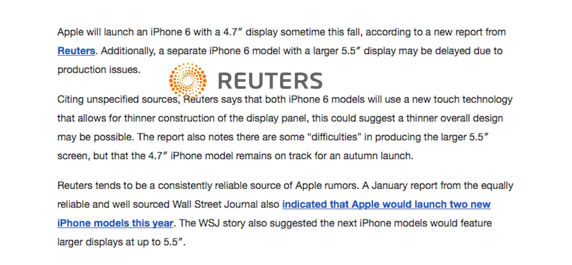 Reuters se une a los rumores: Nuevo iPhone 6 de 4,7 pulgadas en verano