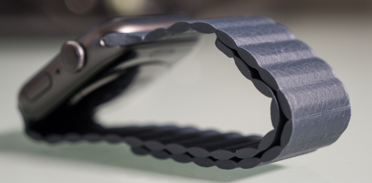 Correa de eslabones de piel no original para Apple Watch [Hongkan]